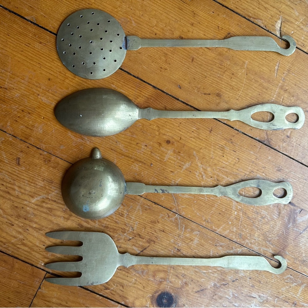 Vintage Brass Hanging Cutlery Set - Picture 3 of 4